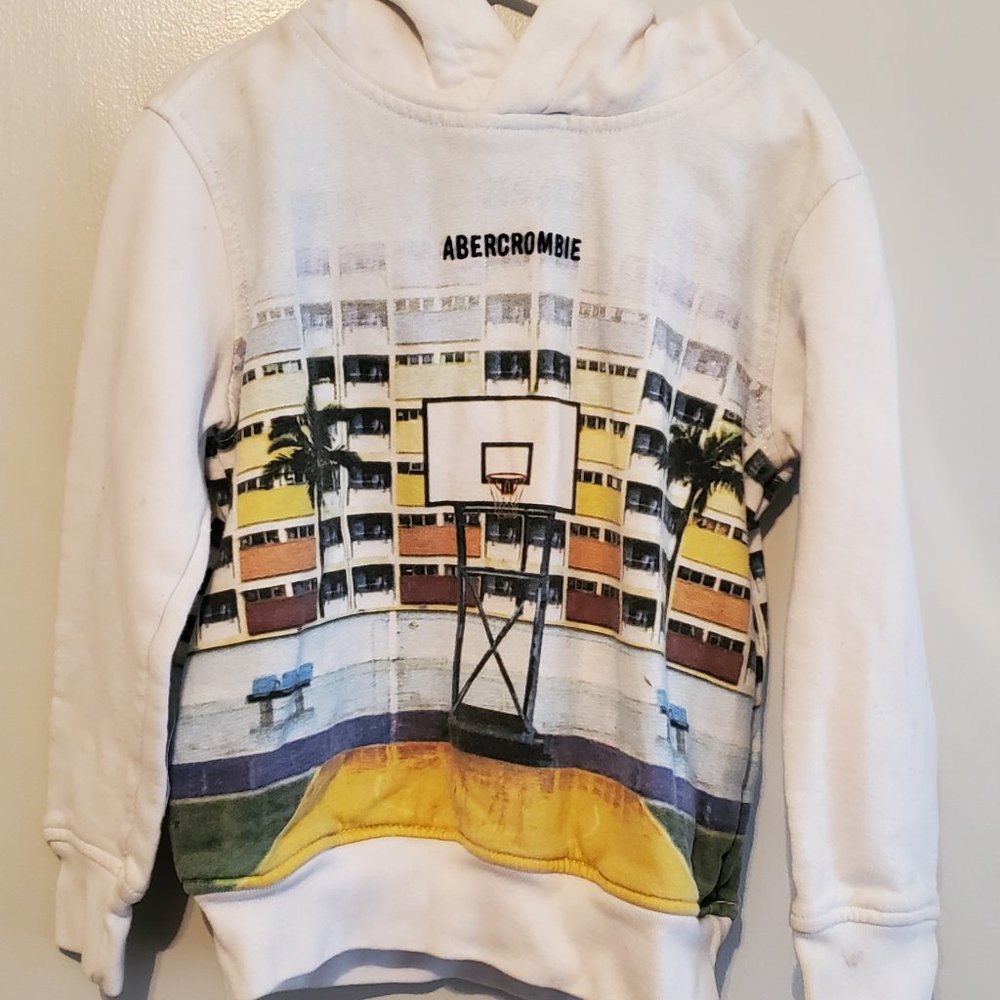 Abercrombie and Fitch White Basketball Sweatshirt Hoodie Size 5/6